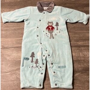 Pumpkin Patch Baby Bunting Blue One Piece Body Suit, Bear in Forest SZ 3-6 Month